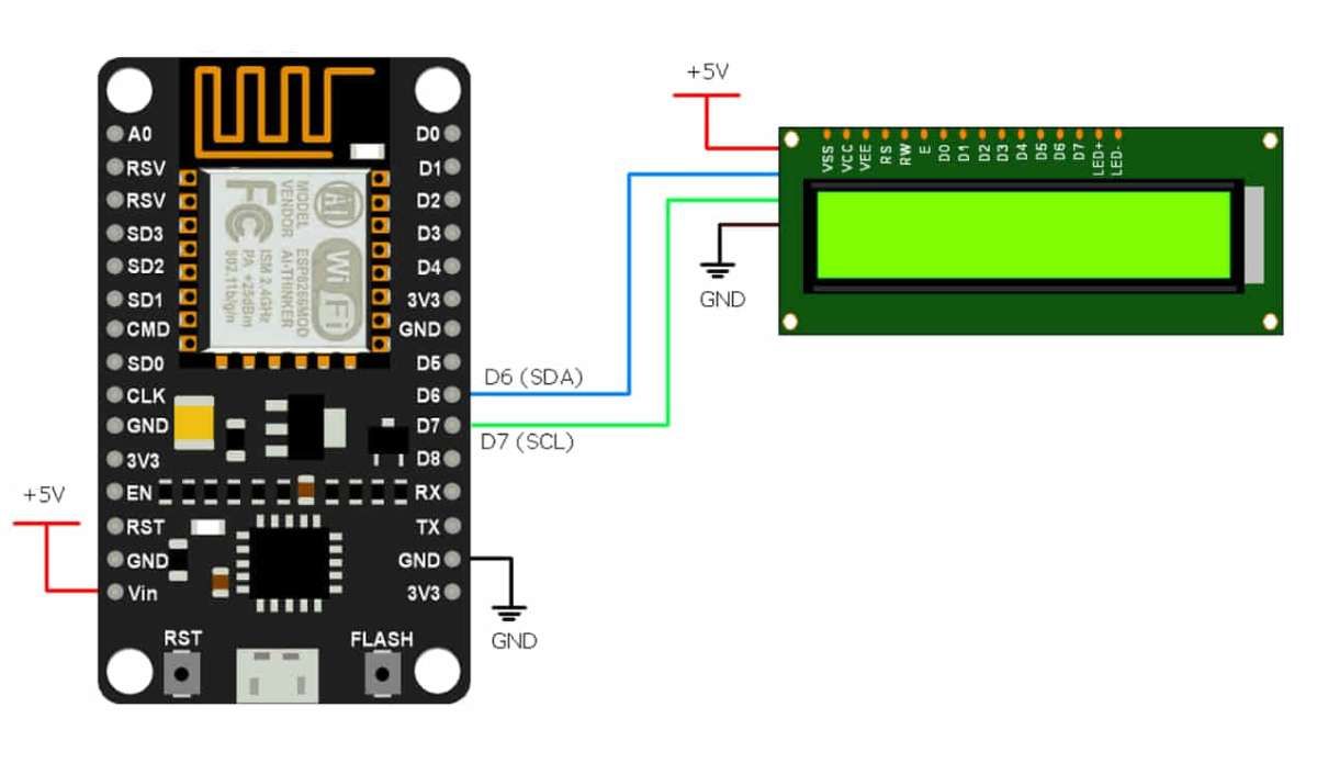 LCD 16x2 With Nodemcu using I2C Interface